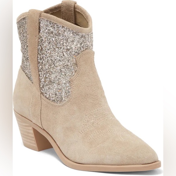 Dolce Vita Shoes - 35. NWT Dolce Vita Sonya Glitter Western Boot Mushroom Suede